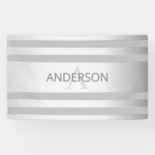 Hedendaagse namaak zilveren ombre strepen & grijs spandoek