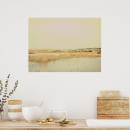 Hedendaagse natuur-neutrale wandkunst voor thuis poster