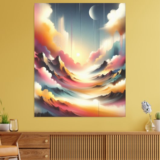 Hedendaagse Natuur Spray Paint Canvas Afdruk (Insitu (Woonkamer))