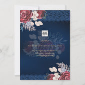 Hedendaagse Navy Blauwe Bordeaux Kleur Bloemrijke  Kaart (Achterkant)