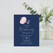 Hedendaagse Navy Blauwe Roze Gouden Trouw Budget (Staand voorkant)