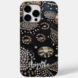 Hedendaagse Nep Leer Abstract Minimalistisch Case-Mate iPhone 14 Pro Max Hoesje