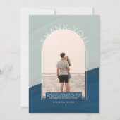 Hedendaagse Oceaan Gestreepte FOTO BEDANKT UITNODI Kaart (Voorkant)