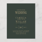 Hedendaagse OLijfgroene Gouden Budget Bruiloft (Voorkant)