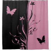 Hedendaagse opvallende zwart en kasjmier roos roze douchegordijn (Voorkant)