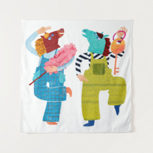 Hedendaagse Paard Collage Karakter Kunst (Halfglan Wandkleed