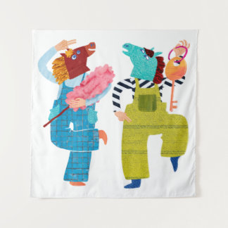 Hedendaagse Paard Collage Karakter Kunst (Halfglan Wandkleed