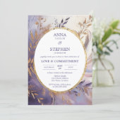 Hedendaagse Paarse Elegance Commitment Ceremony Kaart (Staand voorkant)