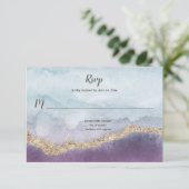 Hedendaagse Paarse turkoois en goudmarmer | RSVP Kaartje (Staand voorkant)