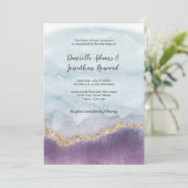 Hedendaagse Paarse turquoise gouden marmeren bruil Kaart (Staand voorkant)