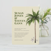 Hedendaagse Palm Boom Ivoor Groen Typografie Bruil Kaart (Staand voorkant)