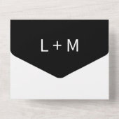 Hedendaagse palmboom zwart QR code bruiloft All In One Uitnodiging (Achterkant)