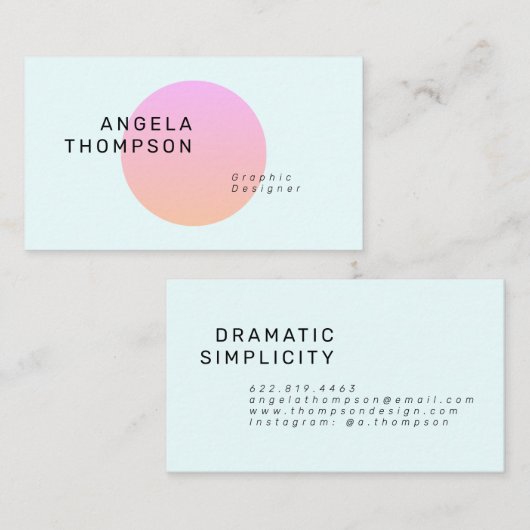 Hedendaagse pastel blauwgroen roze cirkel gradiënt visitekaartje (Voorkant / Achterkant)