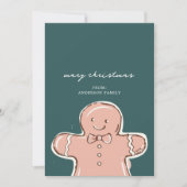 Hedendaagse Peperkoek Man Metaal Groen Prettig Ker Feestdagenkaart (Voorkant)