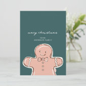 Hedendaagse Peperkoek Man Metaal Groen Prettig Ker Feestdagenkaart (Staand voorkant)