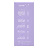 Hedendaagse Periwinkle Moderne prijslijst Reclamekaart (Voorkant)