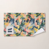 Hedendaagse perzik en blauwe Abstracte bloem Bad Handdoek (Handdoek)