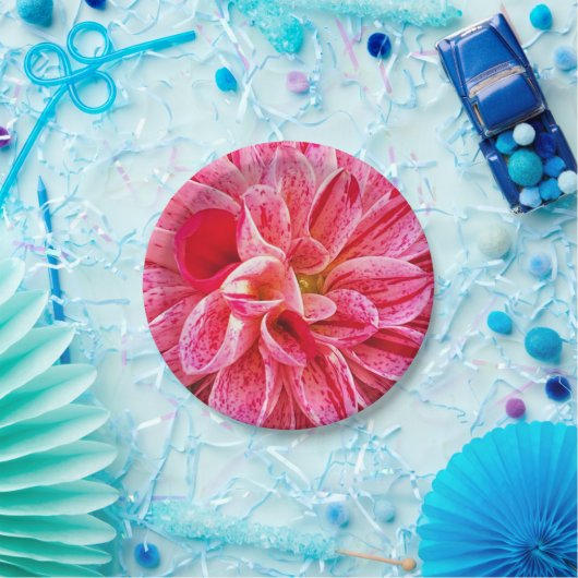 hedendaagse Pink Floral Fotografie Papieren Bordje (Feest)