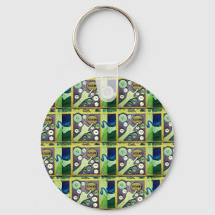 Hedendaagse Pret Mosaïek Kunstprint – Een Speelse Sleutelhanger