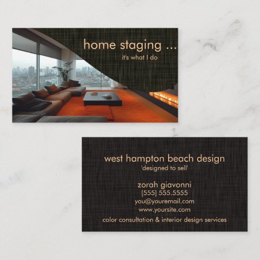 Hedendaagse professionele thuisstadiëring visitekaartje (Voorkant / Achterkant)