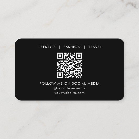 Hedendaagse profielfoto's Aangepaste QR-code Zwart Visitekaartje (Achterkant)