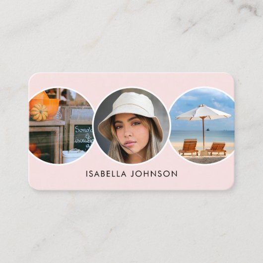 Hedendaagse profielfoto's QR Code Roze Wit Visitekaartje (Voorkant)