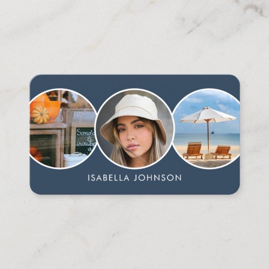 Hedendaagse profielfoto's QR-code Slate Blue Visitekaartje (Voorkant)