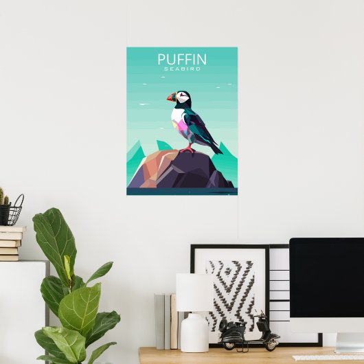 Hedendaagse Puffin reisstijl Poster (Thuiskantoor)