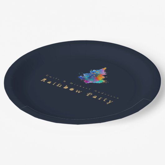 Hedendaagse Regenboog Kerstboom Persoonlijk Feest Papieren Bordje (Gekanteld)