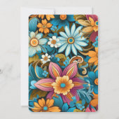 Hedendaagse Retro Bloemen Turquoise bruiloft Kaart (Achterkant)