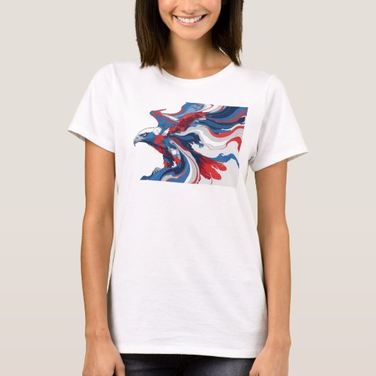 Hedendaagse Rode Abstracte Adelaar Trendy T-Shirt (Voorkant)