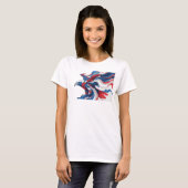 Hedendaagse Rode Abstracte Adelaar Trendy T-Shirt (Voorkant volledig)