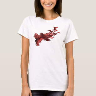 Hedendaagse rode abstracte vogels kunst ontwerp t-shirt