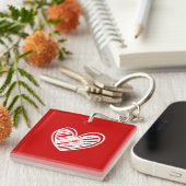 Hedendaagse Rode Hart Acryl Sleutelhanger (Voorkant Rechts)