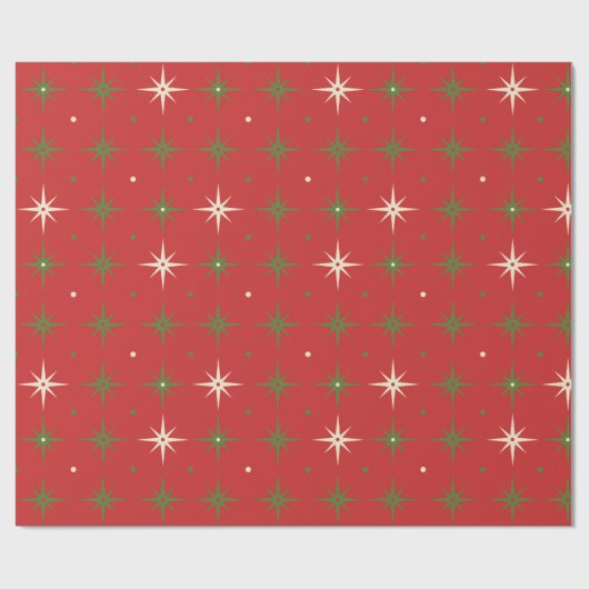 Hedendaagse Rode Kerstster & Bal Cadeaupapier (Vlak)