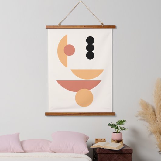 Hedendaagse Roest Rode Zon Zwarte Maan Cirkels Kun Hangend Wandkleed (Slaapkamer)