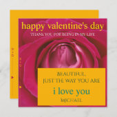 Hedendaagse romantische roze roos Valentijnsdag Bedankkaart (Voorkant / Achterkant)