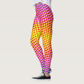 Hedendaagse Roze Gele Gradiënt Gepixelde Stippen Leggings (Links)