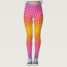 Hedendaagse Roze Gele Gradiënt Gepixelde Stippen Leggings