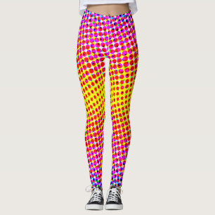 Hedendaagse Roze Gele Gradiënt Gepixelde Stippen Leggings