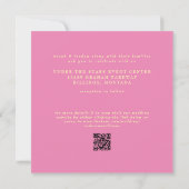 Hedendaagse Roze & Gele Vierkante Bruiloft Kaart (Achterkant)
