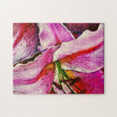 hedendaagse roze rode en zwarte moderne bloem legpuzzel (Horizontaal)