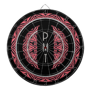 Hedendaagse Roze Zwarte Monogram Personalized Dartbord