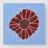 Hedendaagse rustieke zonnebloem vierkante klok (Voorkant)