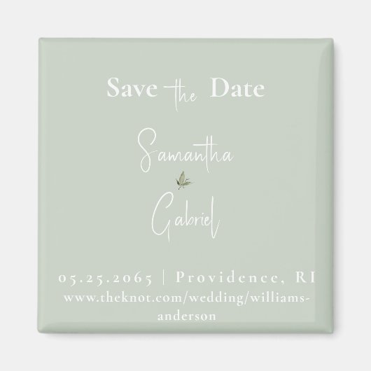 Hedendaagse Sage Bruiloft Save the Date Magneet (Voorkant)