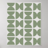 Hedendaagse Sage Groene Retro Halve Maan 70s Poster (Voorkant)