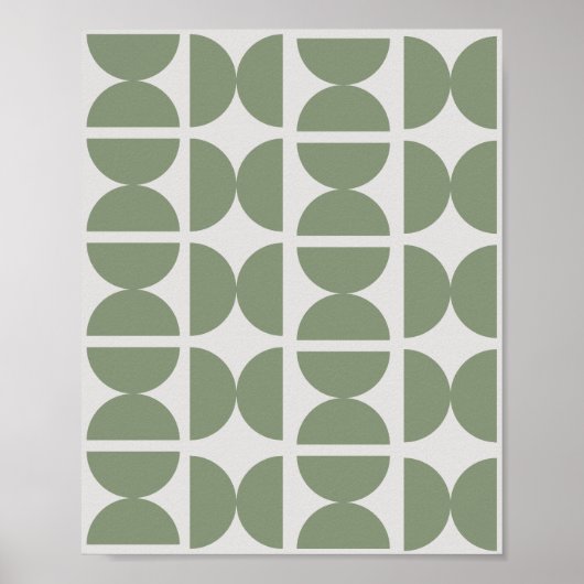 Hedendaagse Sage Groene Retro Halve Maan 70s Poster (Voorkant)