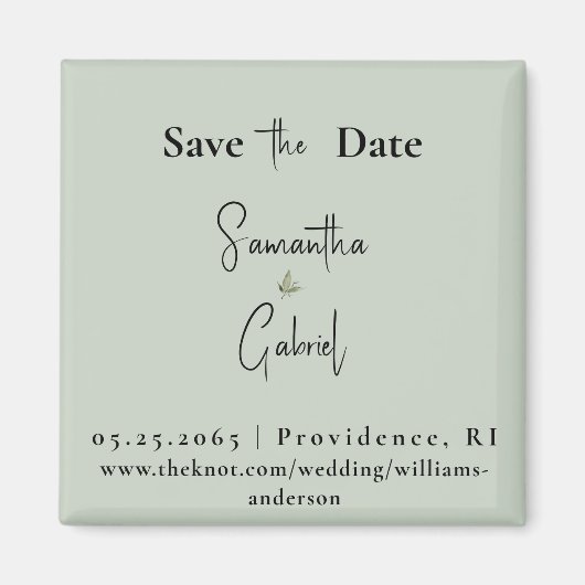 Hedendaagse Salie Bruiloft Save the Date II Magneet (Voorkant)