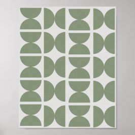 Hedendaagse saliegroen retro halvemaan 70s  poster