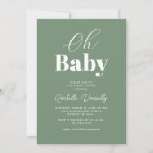 Hedendaagse Saliegroene Baby Shower Kaart (Voorkant)